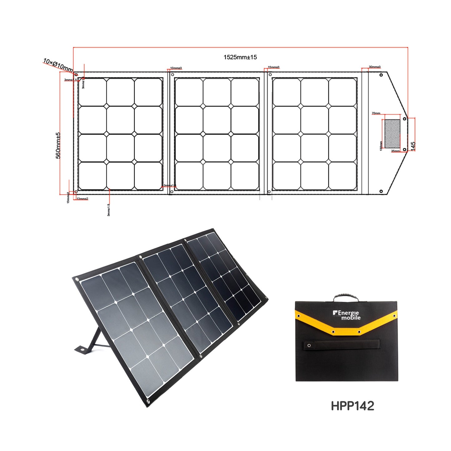 Panneau Solaire Pliable EM HPP 142W
