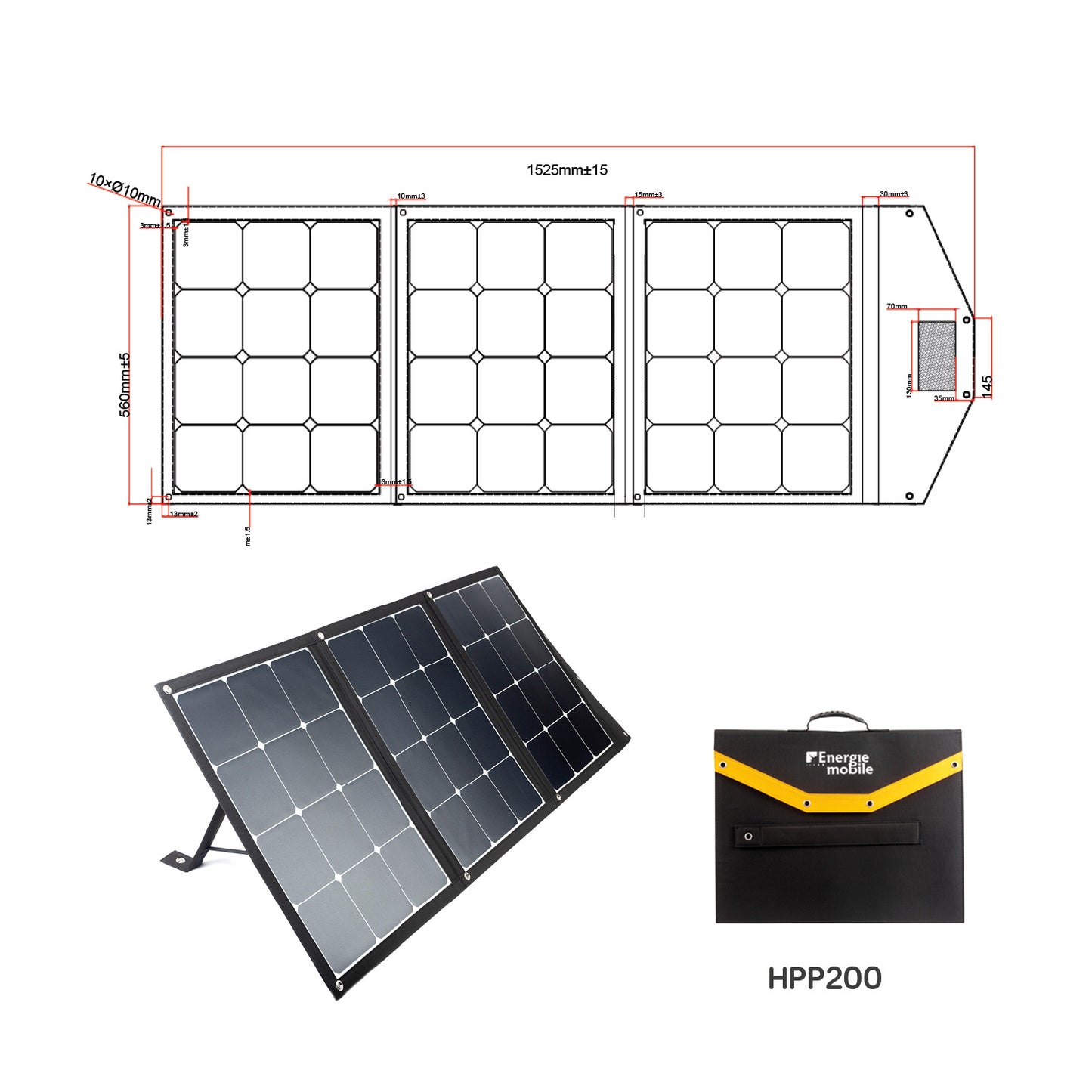 KIT EM POWERCASE PK1600-100 OPTION PANNEAU SOLAIRE PLIABLE 200W