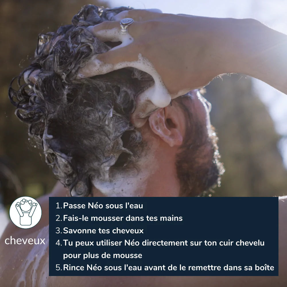 Savon solide multi-usages 5-en-1 – Néo | Corps, cheveux, dents, linge & vaisselle
