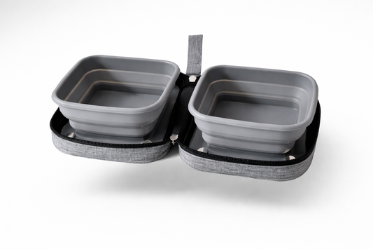 🐾 Petique Portabowl Gamelle d'eau et de nourriture - Gris
